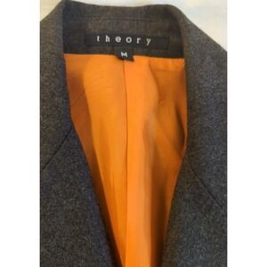 THEORY Blazer Jacket Women 8 Wool Blend Gray Minimalist Quiet Luxury Old Money